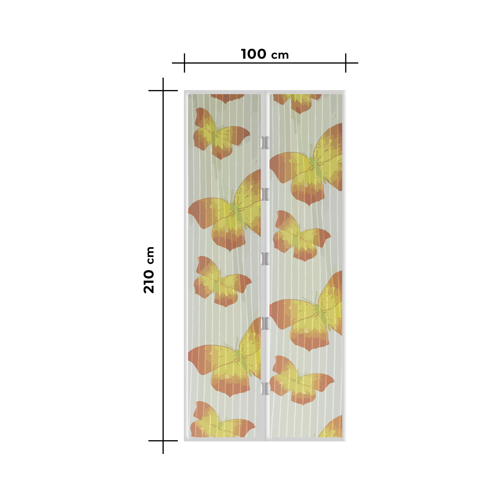 Perdea anti-tantari pentru usi cu inchidere magnetica- 100 x 210 cm „fluturi galbene”, 1 buc., 11398L