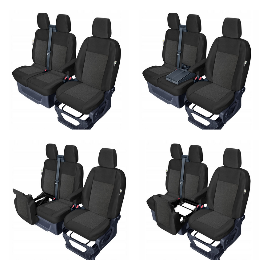 Set huse scaun dedicate Ford Transit 2018-, cu scaune 1+2 locuri, imitatie din piele
