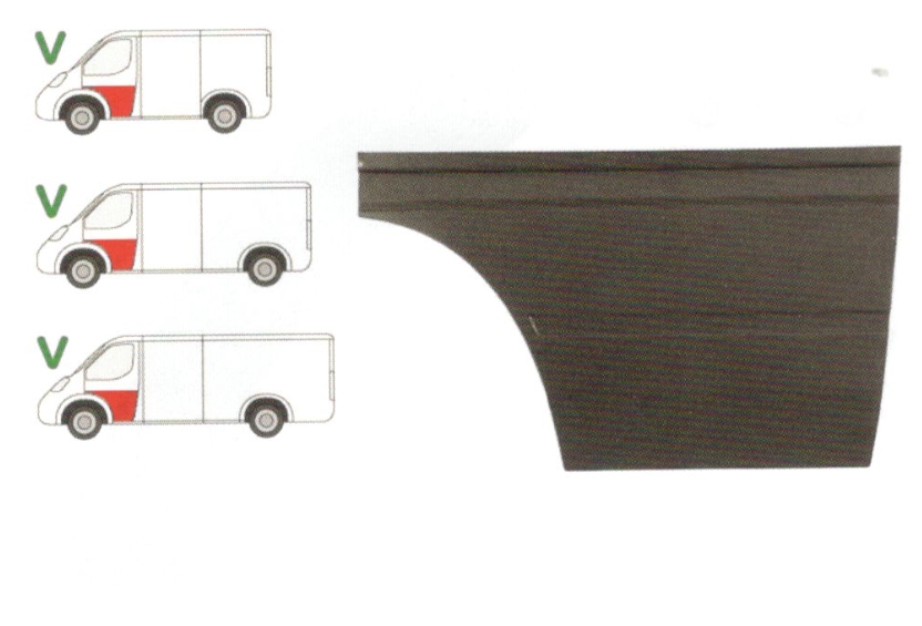 Panou reparatie usa Mercedes SPRINTER 208-416 (W901-905), 01.1995-2006, VW LT II 05.1996-2005 ; modele Scurt/Mediu/Lung, partea stanga, usa fata , inalt ,inaltimea 645 mm, - PREZINTA LOVITURI
