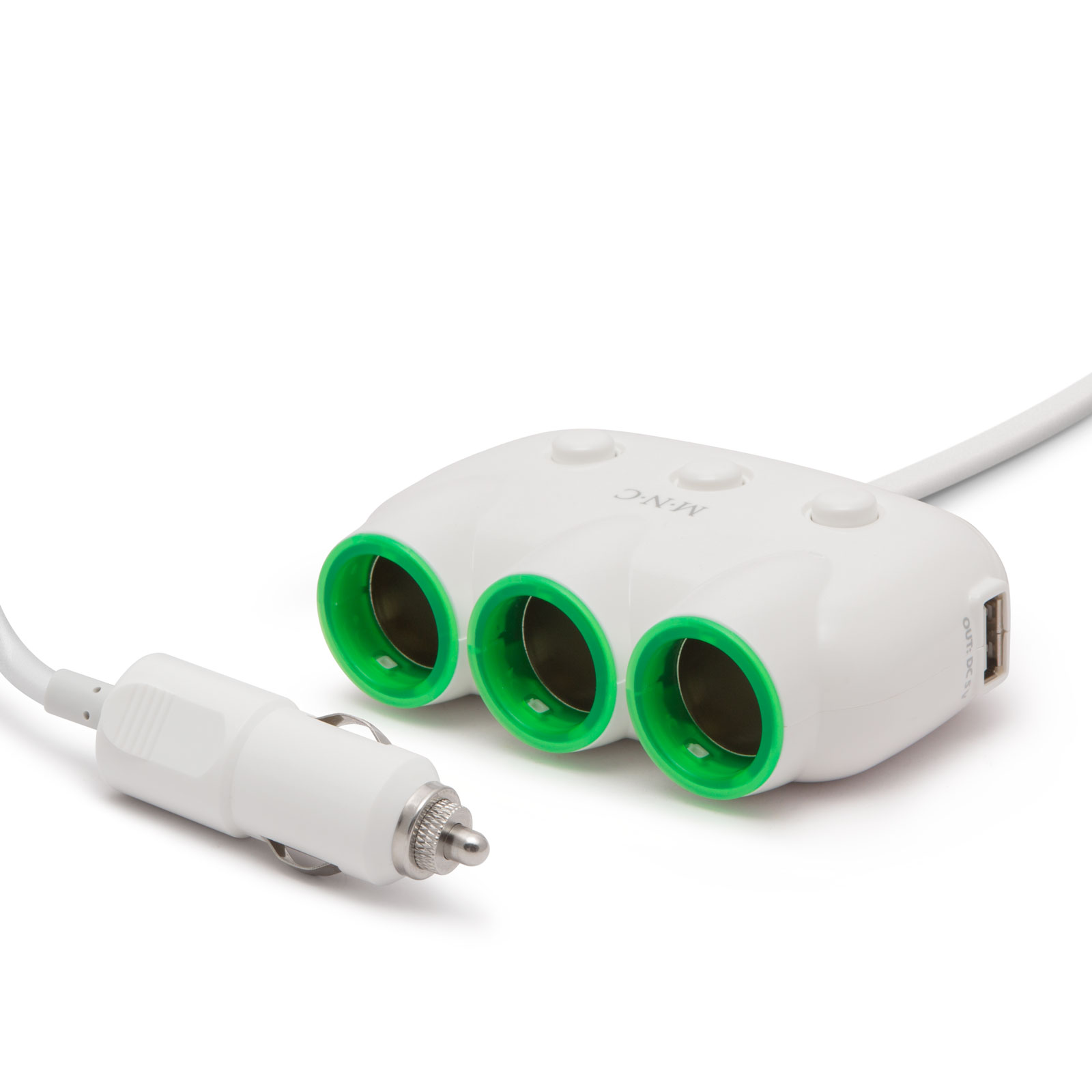 Distribuitor triplu pentru bricheta + 2x USB - alb, 1 buc., 54922WH