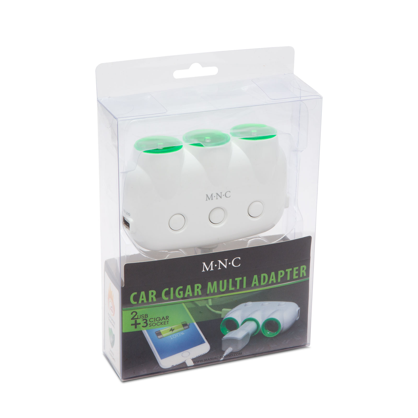 Distribuitor triplu pentru bricheta + 2x USB - alb, 1 buc., 54922WH