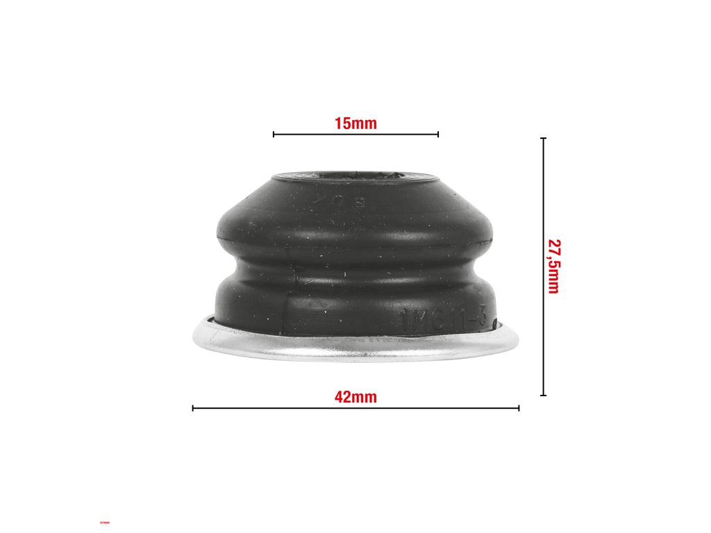 Burduf rotula, pivot 15 x 42 x 27,50 mm, cu inel metalic fix
