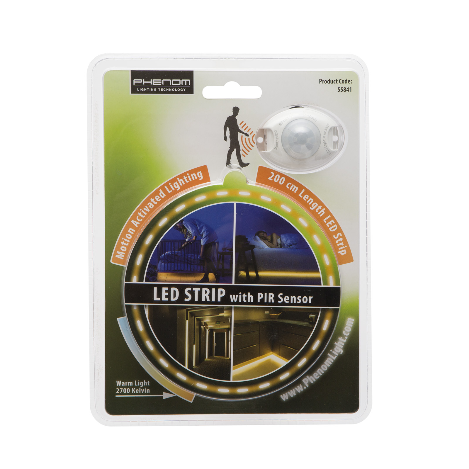 Banda LED cu senzor de miscare, culoare alb 2700k, 2 metri, 12V CC