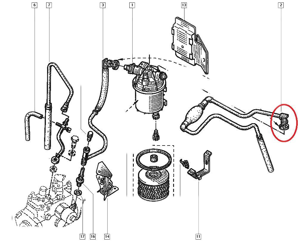 Furtun combustibil Renault Clio Diesel, conducta originala cu pompa amorsare 7700111377