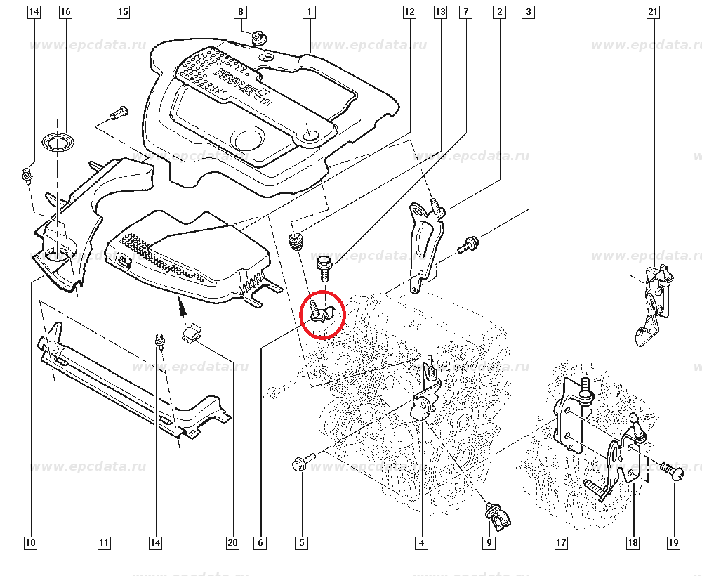 Surub fixare capota motor Renault Espace 3, Espace 4, Original 7700114671