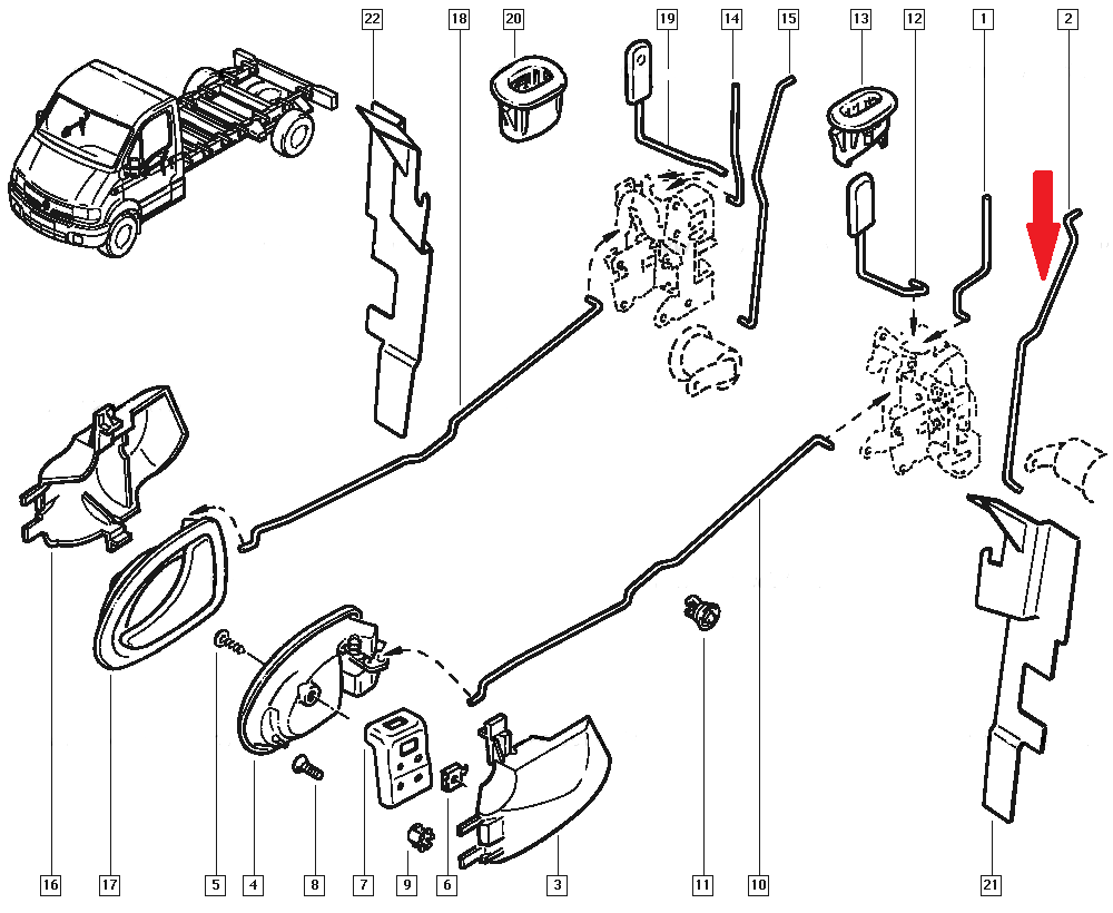Tija de Comanda OE Renault Master 2 Usa Fata stanga , Original Renault 7700351302