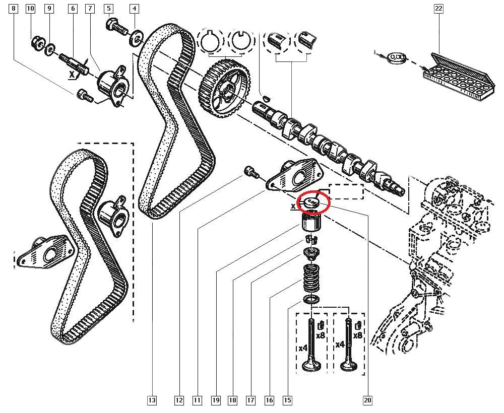 Piese fixare supape admisie evacuare Renault Laguna, R21, R19, Original 7700722516 , 3.55 mm