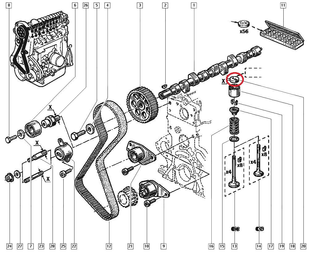 Piese fixare supape admisie evacuare Renault Laguna, R21, R19, Original 7700722526 , 3.8 mm