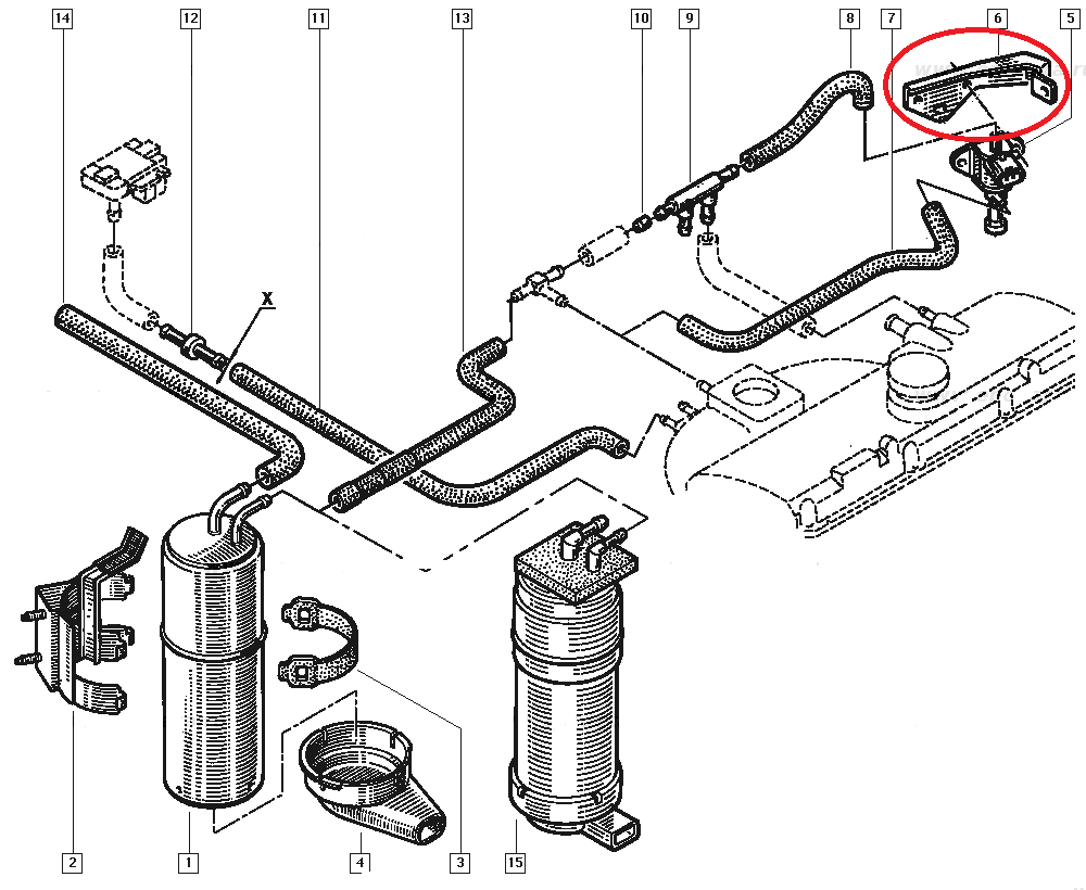 Suport electrovalva combustibil Renault Clio 1, original Renault 7700748608