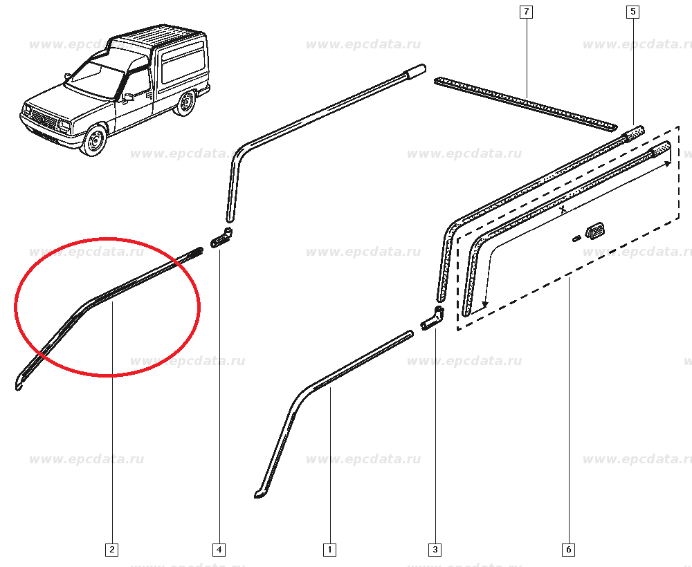 Ornament exterior usa fata dreapta Renault Rapid Express 7700764654