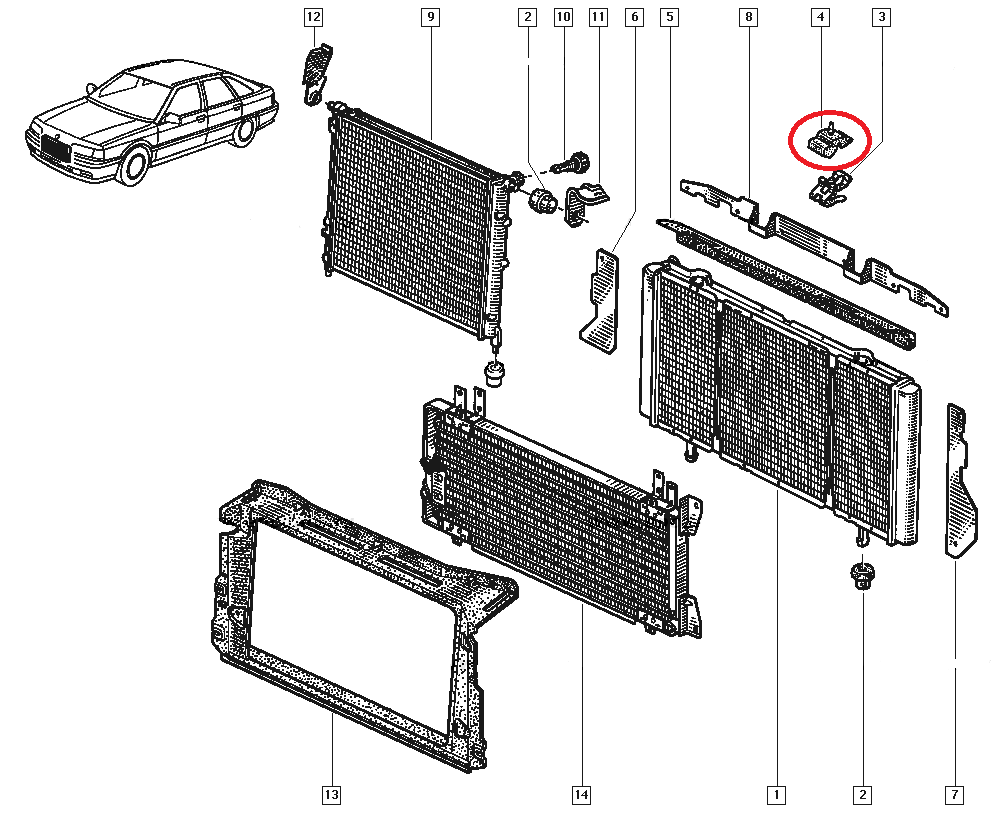 Tampon radiator apa Renault R21, Original Renault 7700770982