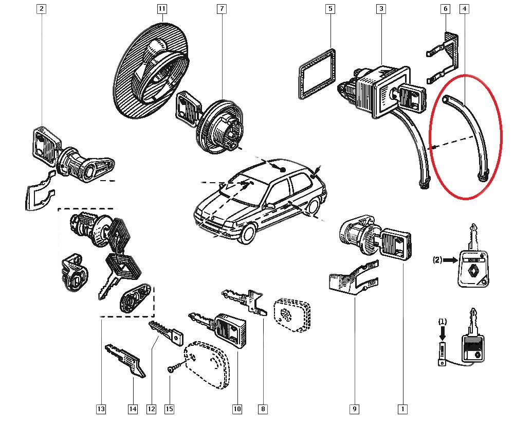Piesa inchizator spate Renault Clio 1, original 7700805992