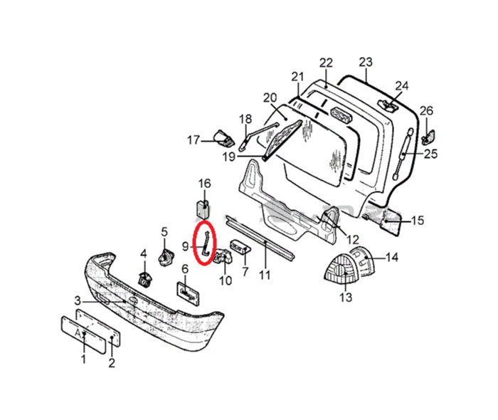 Tija comanda incuietoare hayon Renault Twingo 1., produs original 7700817779
