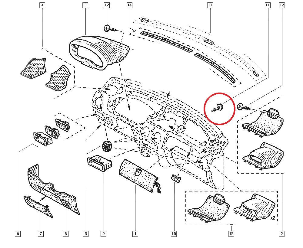 Surub fixare, nit Renault Megane 1, Kangoo, Scenic, original Renault 7700846737
