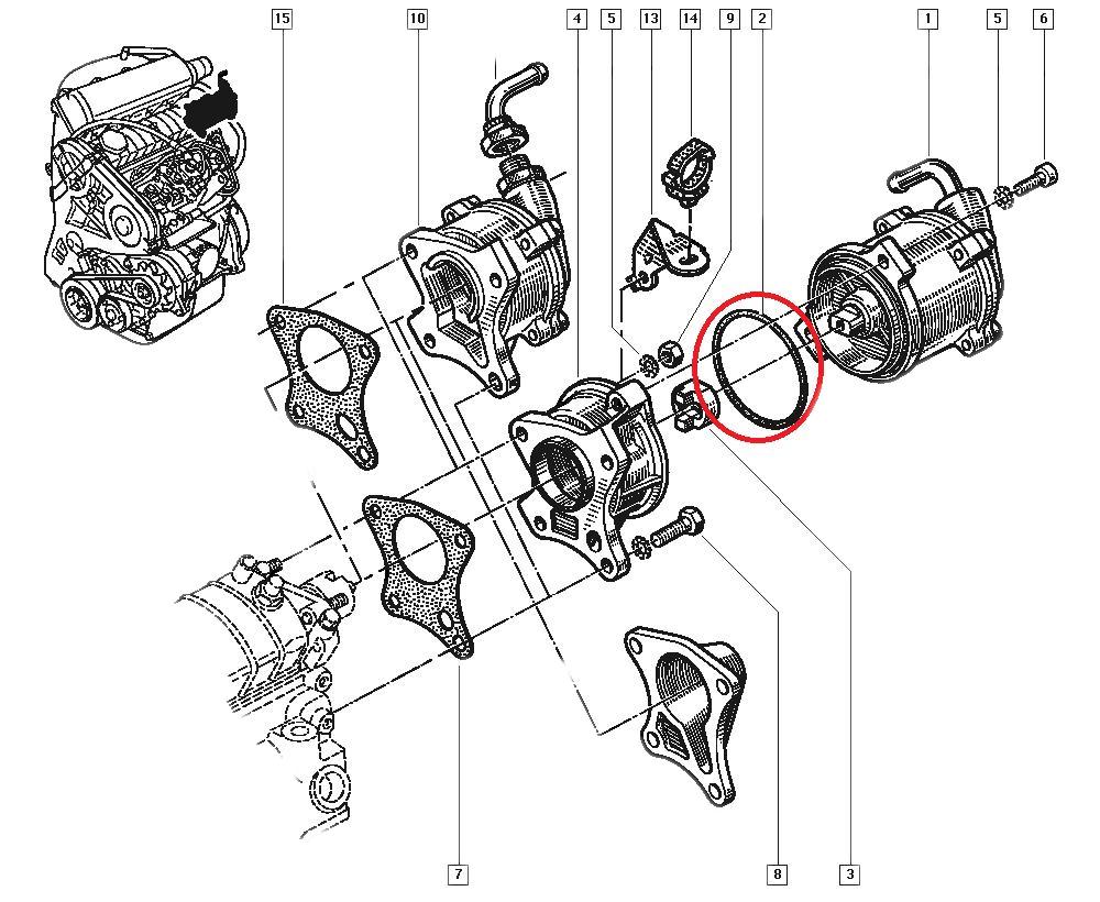 Garnitura pompa vacuum Renault R19, produs original 7700857399