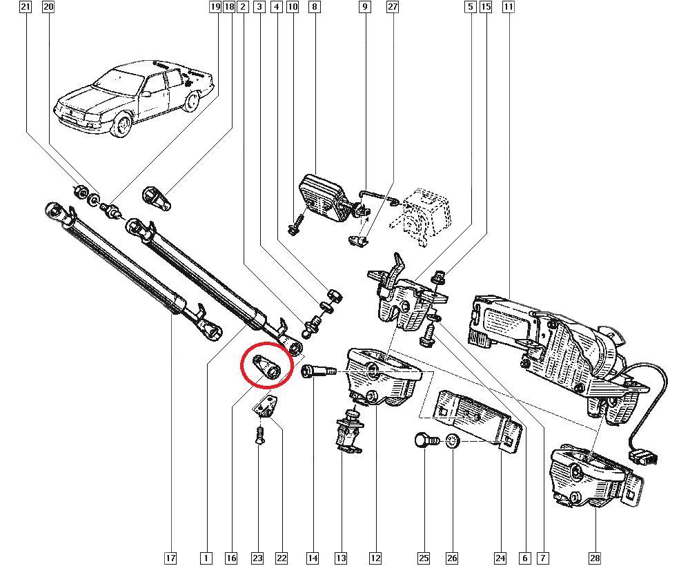 Rotula echilibror hayon Renault 25 1984-1989, Original Renault 7701031090