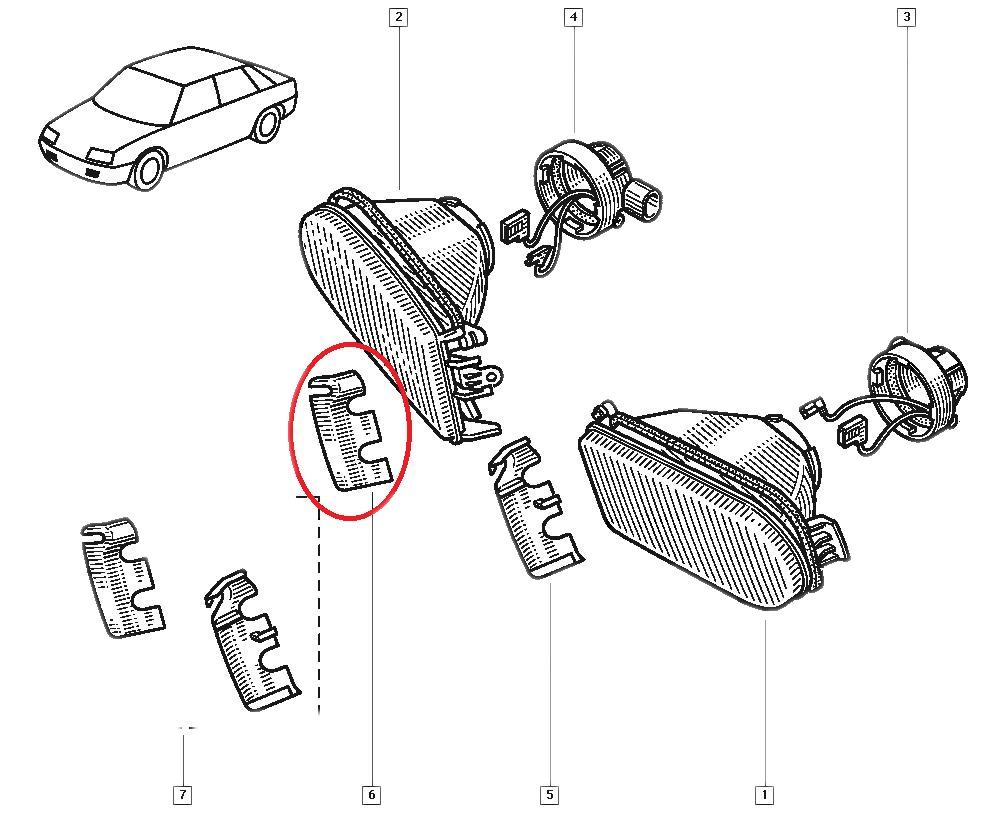 Ornament proiector ceata Renault R19 1988-, partea dreapta , 7701036050
