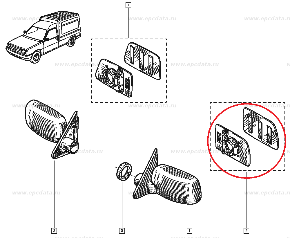 Geam oglinda exterioara Renault Rapid, Express, partea stanga , produs original 7701367130