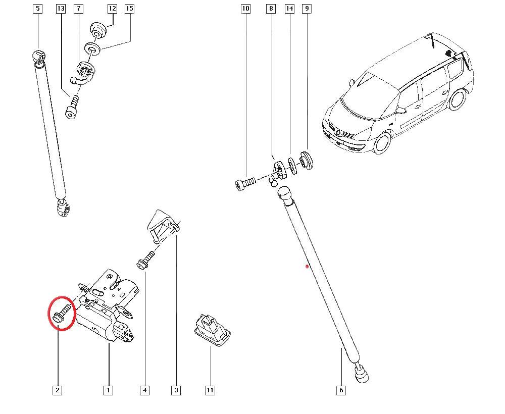 Surub mecanism inchidere usa batanta, hayon Renault Koleos , Dacia Dokker , Renault Fluence, 7703008155