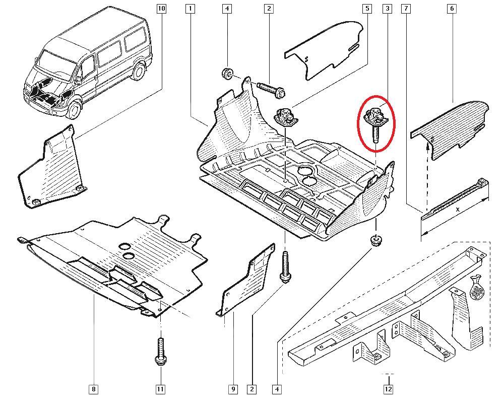 Surub M6.100-2 fixare scut Renalt Master 2, Original Renault 7703015109