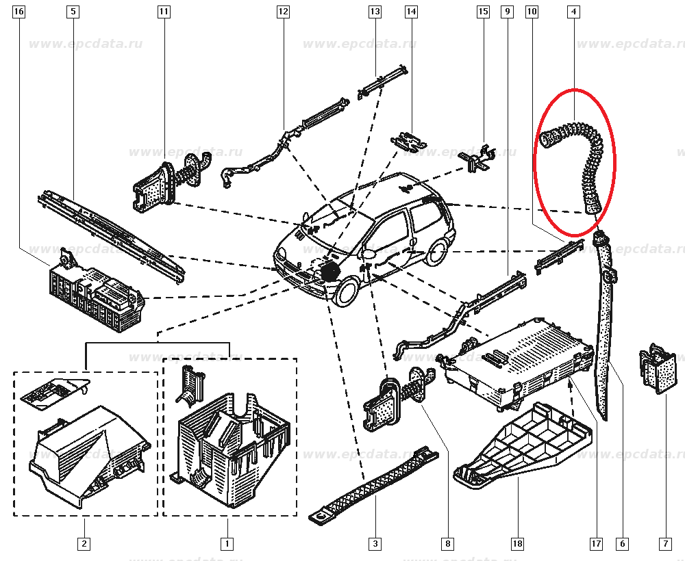 Tub flexibil instalatie haion Renault Twingo 1, Original 7703397621