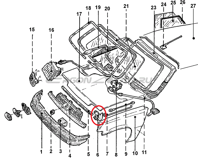 Suport capota motor Renault R5, partea dreapta, original 7750752784