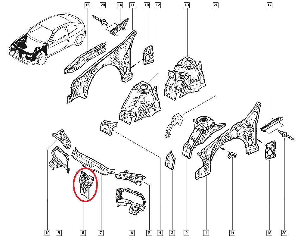 Suport traversa Renault Megane 1, suport central original 7751679680