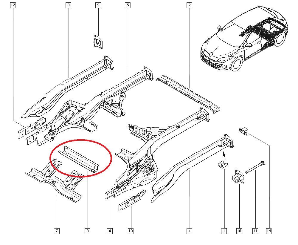 Traversa centrala spre fata Renault Megane 2, Fluence , intaritura originala 7782010021