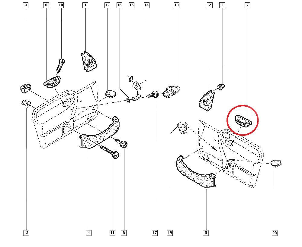 Maner usa interior Renault Kangoo , partea dreapta, produs Original 8200109529