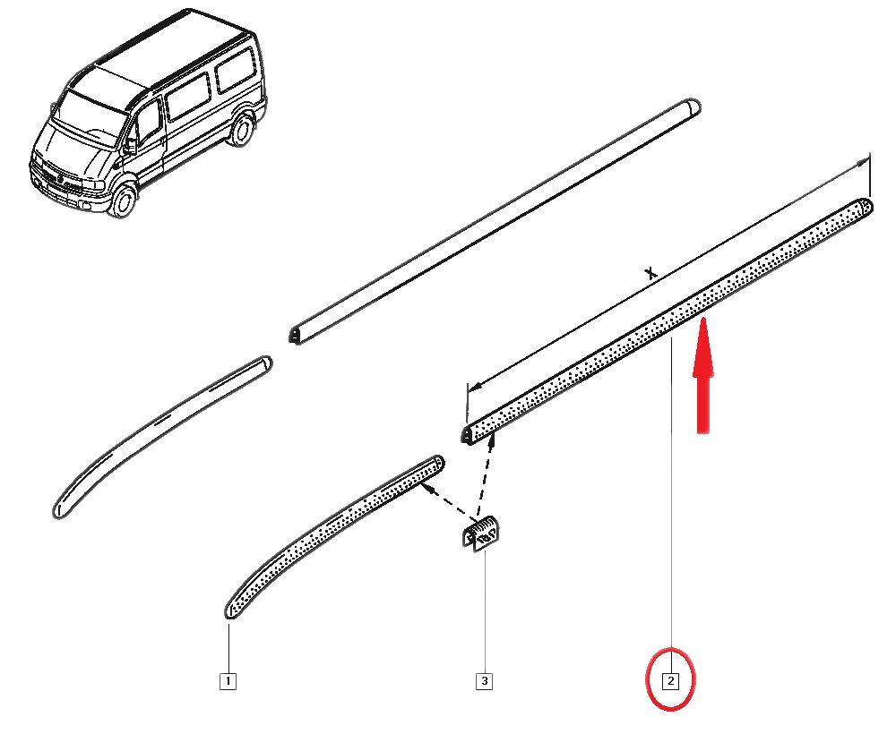 Ornament pavilion Renault Master 2 1998-2007, 654mm , bandou partea stanga 8200202431