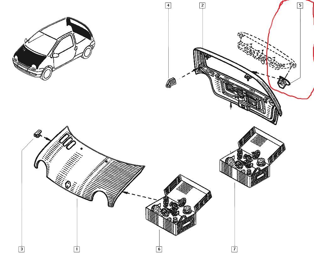 Clips mentinere Renault Twingo , original 8200237892 pentru hayon spate