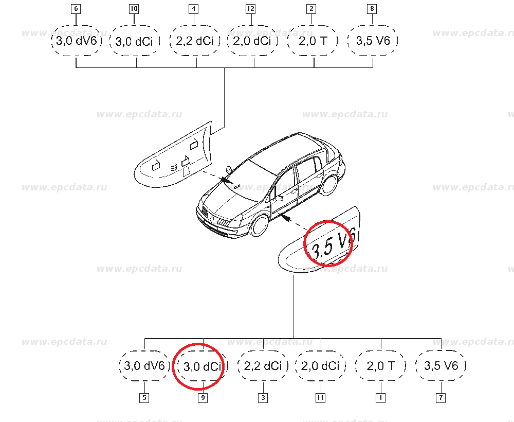 Monograma 3.0 dCi Renault Laguna 2 abtibild Original 8200265152