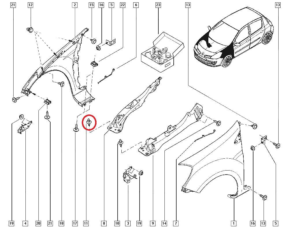 Surub fixare traversa Renault Laguna 3, Renault Clio 3, Original Renault 8200280504