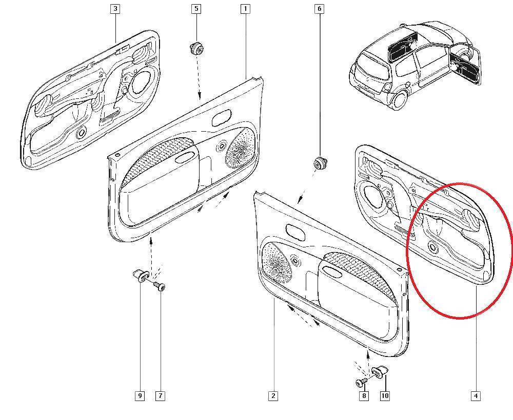Placa etansare panou usa fata dreapta Renault Twingo 2, 8200453419