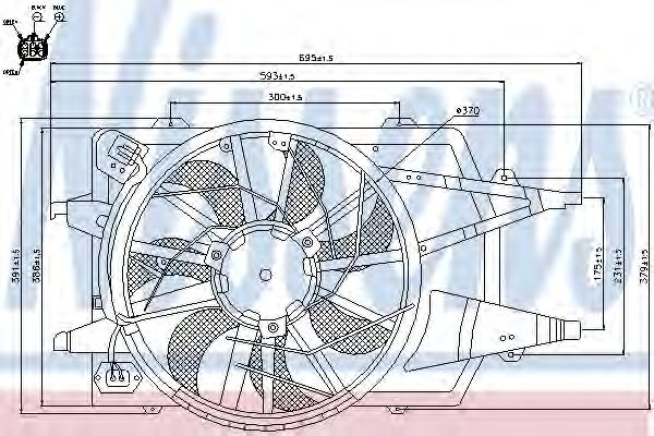 Ventilator radiator Nissens 85342, Ford Focus 1 (Daw, Dbw, Dnw , Dfw) 1998-2004 , 6 Pini, cu rezistenta, 2x300mm; motorizare Tip: 1.4 16V ;1.6 16V; 1.8 16V; 2.0 16V - GMV - PRODUS RESIGILAT - VEZI POZE