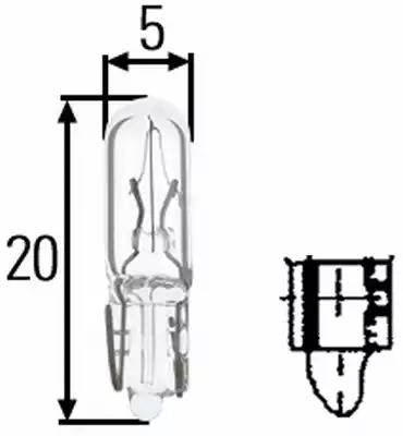 Bec auto HELLA 12V T5 W2x4.6d 1.2W alb , 1 buc.