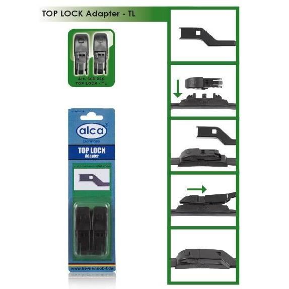 Adaptor stergator parbriz Top Lock 300.22 Alca set 2 bucati, compatibile cu stergatoarele SUPER FLAT si ALL SEASONS.
