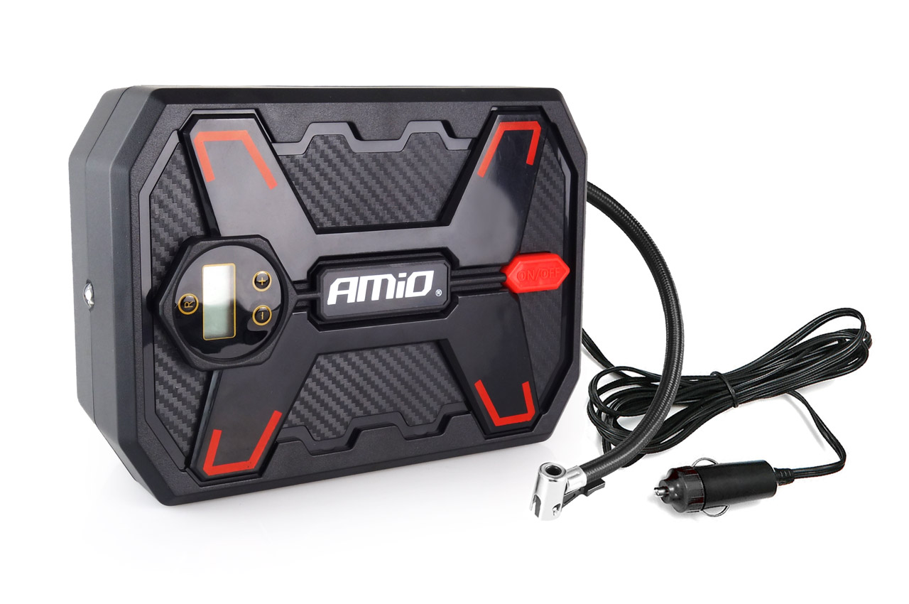 Compresor auto, cu manometru digital LED, 12V, 10bar/150PSI, 2 adaptoare, AMIO, 1 buc