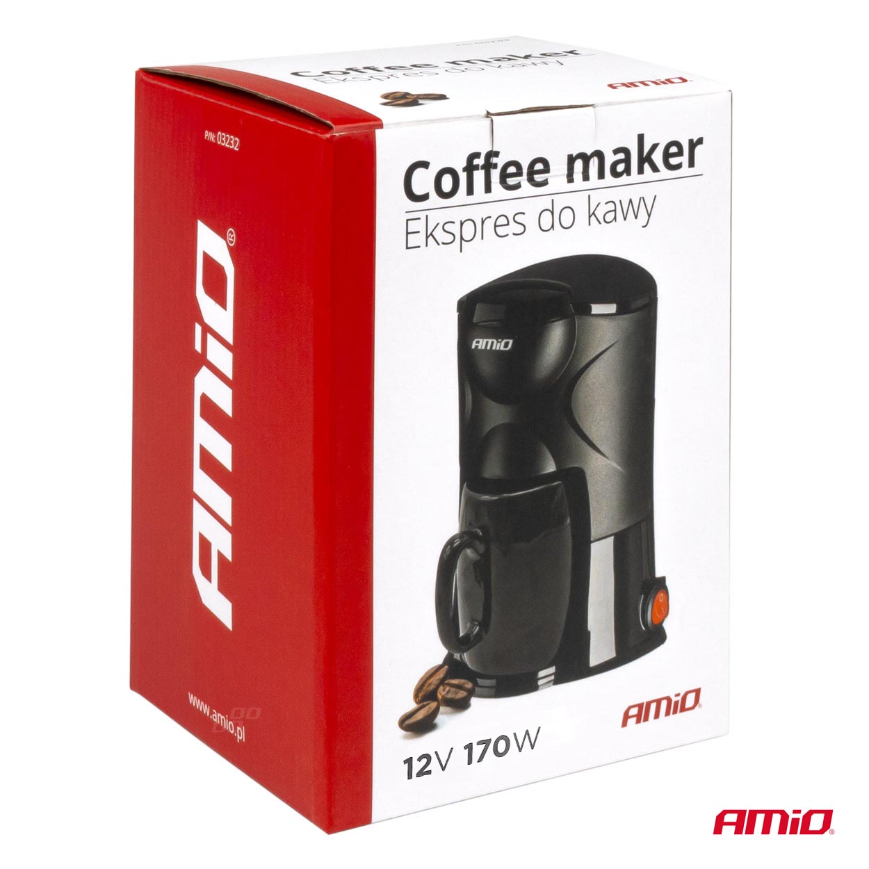 Aparat de cafea cu conector pentru priza auto, 0.15L, 12V, 170W, AMIO, 1 buc