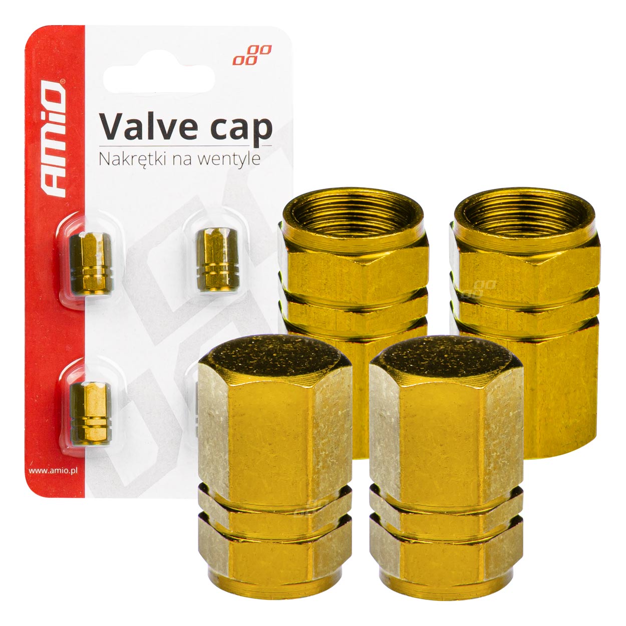 Set capace ventil 4 buc aluminiu, galben