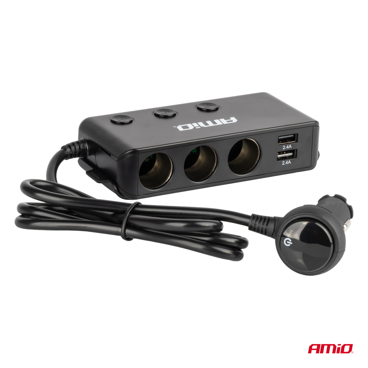 Triplu stecher bricheta, priza cu prelungitor, cu volmetru 12V USB 2.0, USB C