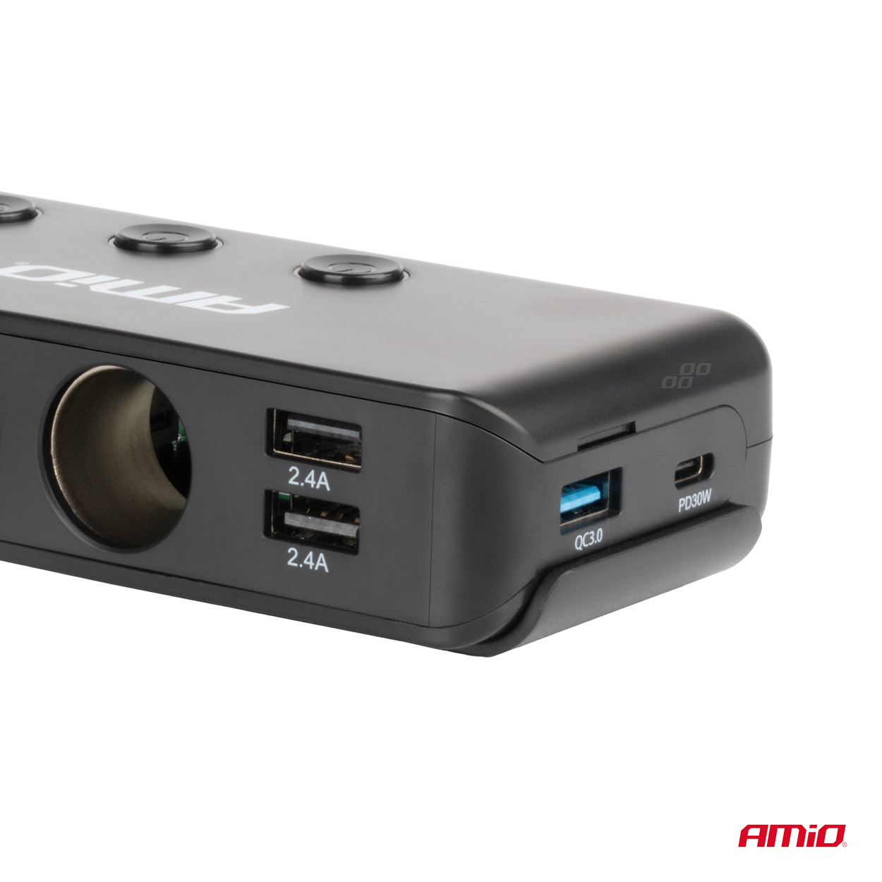 Triplu stecher bricheta, priza cu prelungitor, cu volmetru 12V USB 2.0, USB C