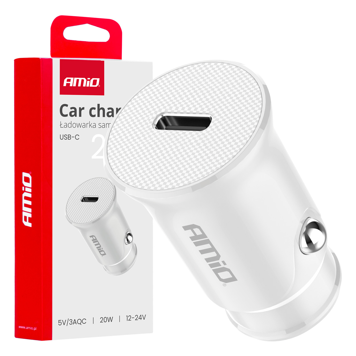 Incarcator auto USB-C 20W 12/24V, AMIO, 1 buc