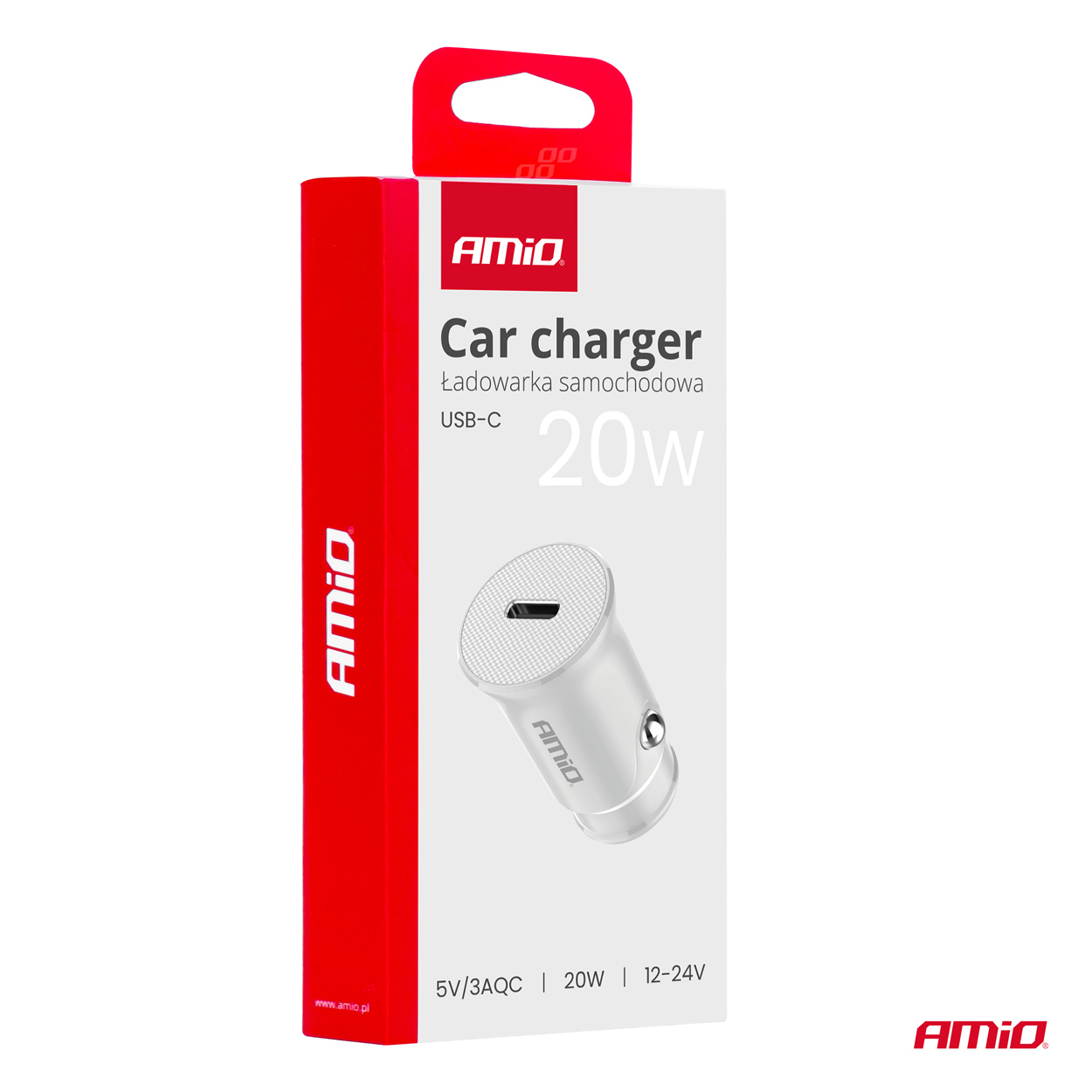 Incarcator auto USB-C 20W 12/24V, AMIO, 1 buc