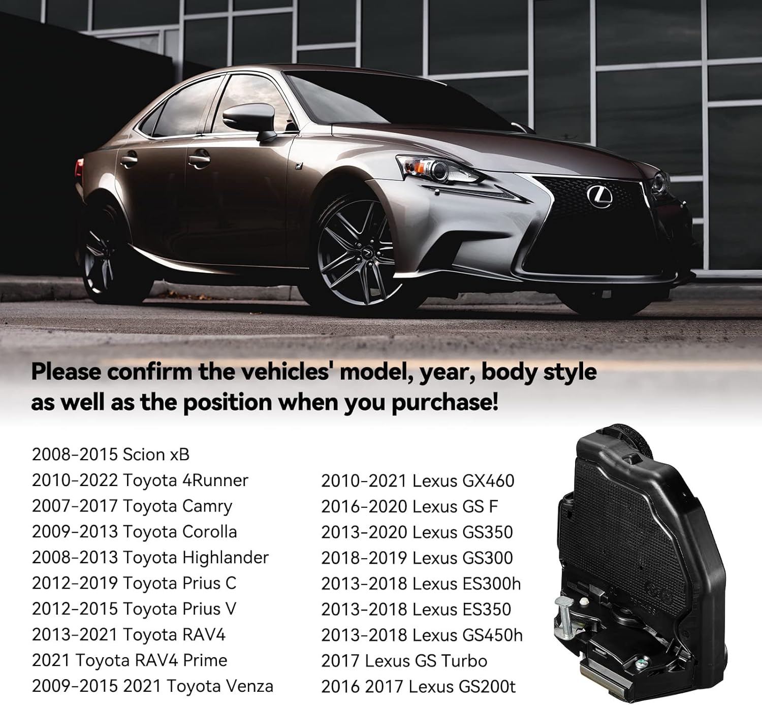 Broasca usa spate, Actuator inchidere centralizata Toyota Prius 2012-, Lexus Es2xx, 350, 300h 2012-, Camry 2006-, Rav4 2012-, Land Cruiser Prado 2009-, Land Cruiser 2017-, PARTEA Stanga, 69060-33120