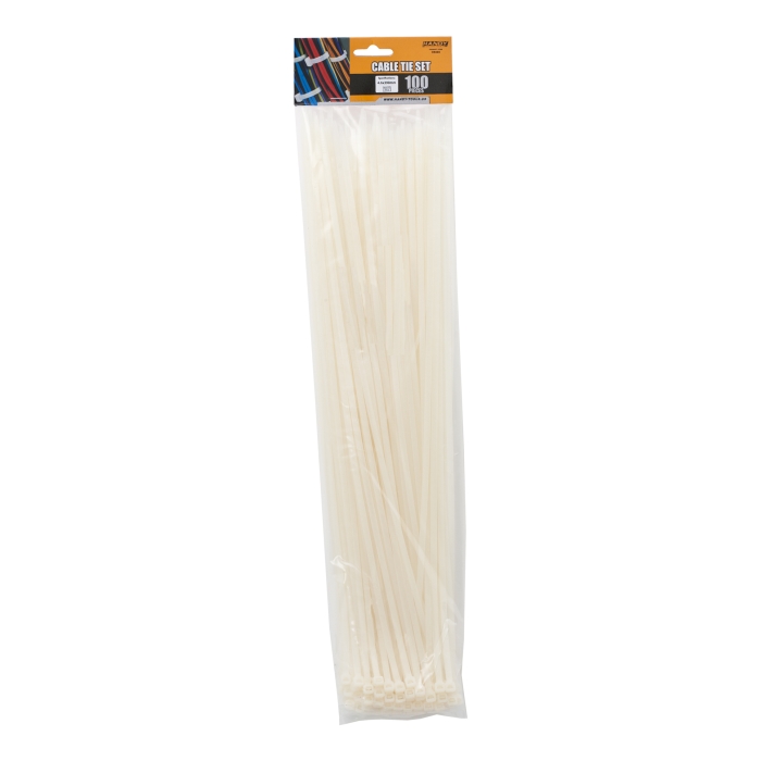 Coliere de plastic 450x4,6mm, fasete 100 buc., culoare alb