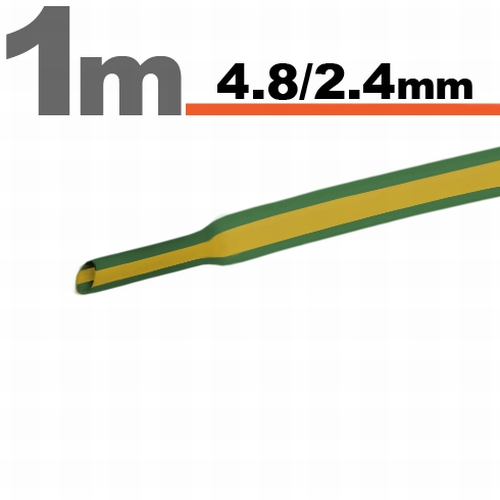 Tub termocontractibil pentru izolare ,marcare si protectie Galben-verde 4,8 / 2,4 mm, 5m