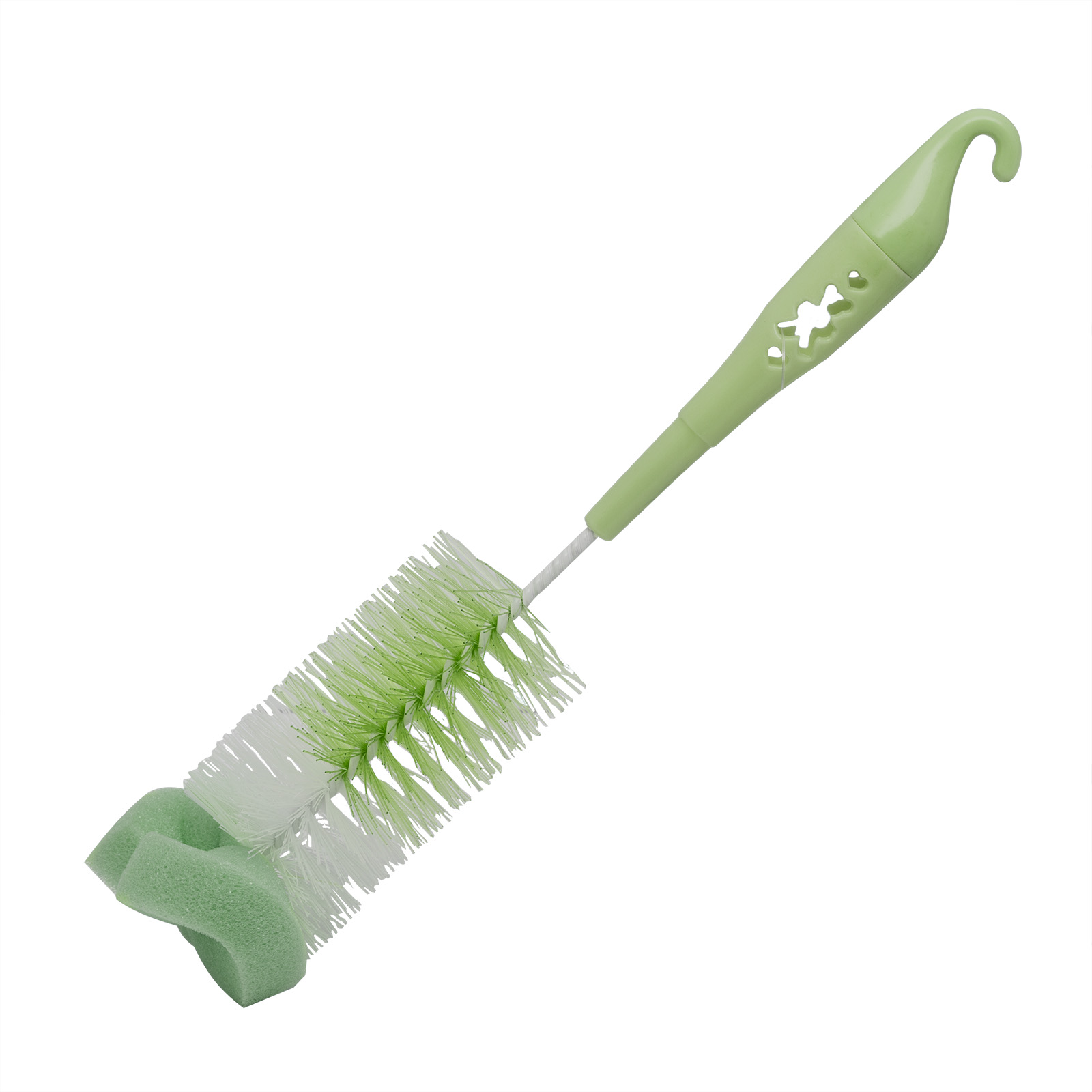 Perie pentru spalat interior sticle tuburi, material plastic, culoare verde