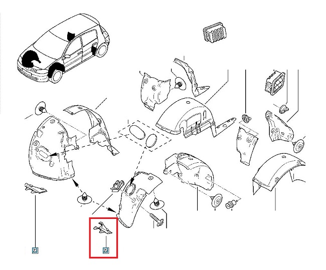 Element Inchidere carenaj - bara fata partea Stanga - Renault Megane 2 2002-2008, 8200241731, piesa originala OE