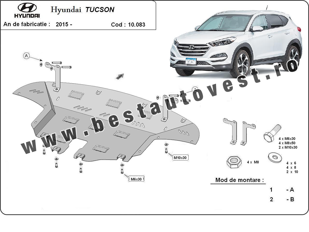 Scut motor metalic Hyundai Tucson 2015- toate motorizarile